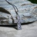 Vintage Titanium Steel Sacred Orthodox Cross Necklace with Religious Script