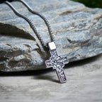 Vintage Titanium Steel Sacred Orthodox Cross Necklace with Religious Script