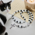 Our Lady's Blessing with Black & White Cow Cat Beads Bracelet, Animal Rosary