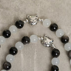 Our Lady's Blessing with Black & White Cow Cat Beads Bracelet, Animal Rosary