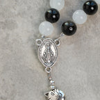 Our Lady's Blessing with Black & White Cow Cat Beads Bracelet, Animal Rosary