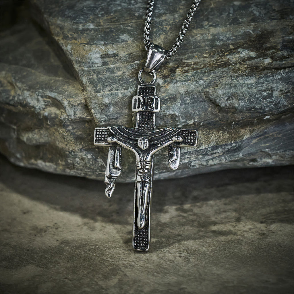Artistic Sterling Silver INRI Cross Necklace: A Unique Blend of Art and Belief