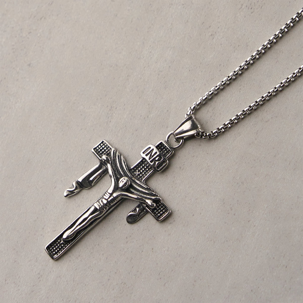 Artistic Sterling Silver INRI Cross Necklace: A Unique Blend of Art and Belief
