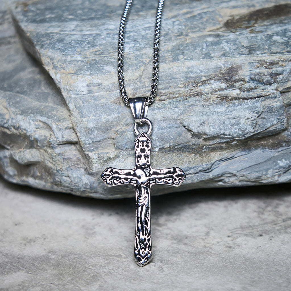 Classic Stainless Steel Ornate Cross Necklace: A Profound Symbol of Faith