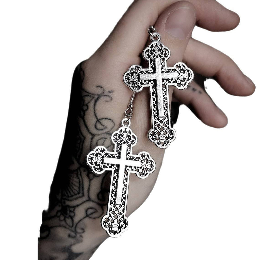 Vintage Filigree Cross Drop Earrings: Edgy Daily Jewelry VIP