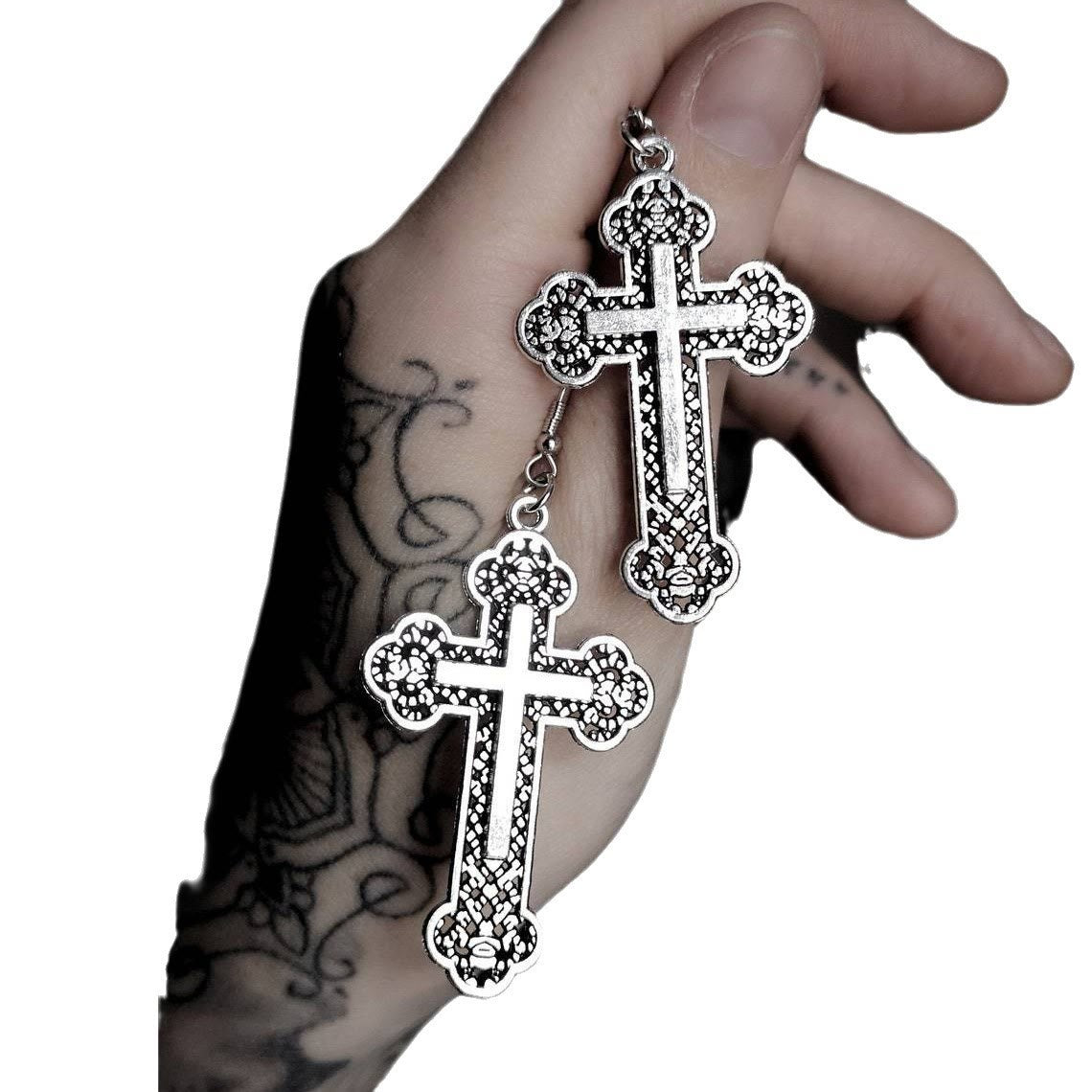 Vintage Filigree Cross Drop Earrings: Edgy Daily Jewelry VIP