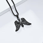 Tri - Color Winged Cross Pendant Necklace: Fusion of Faith and Edgy Style
