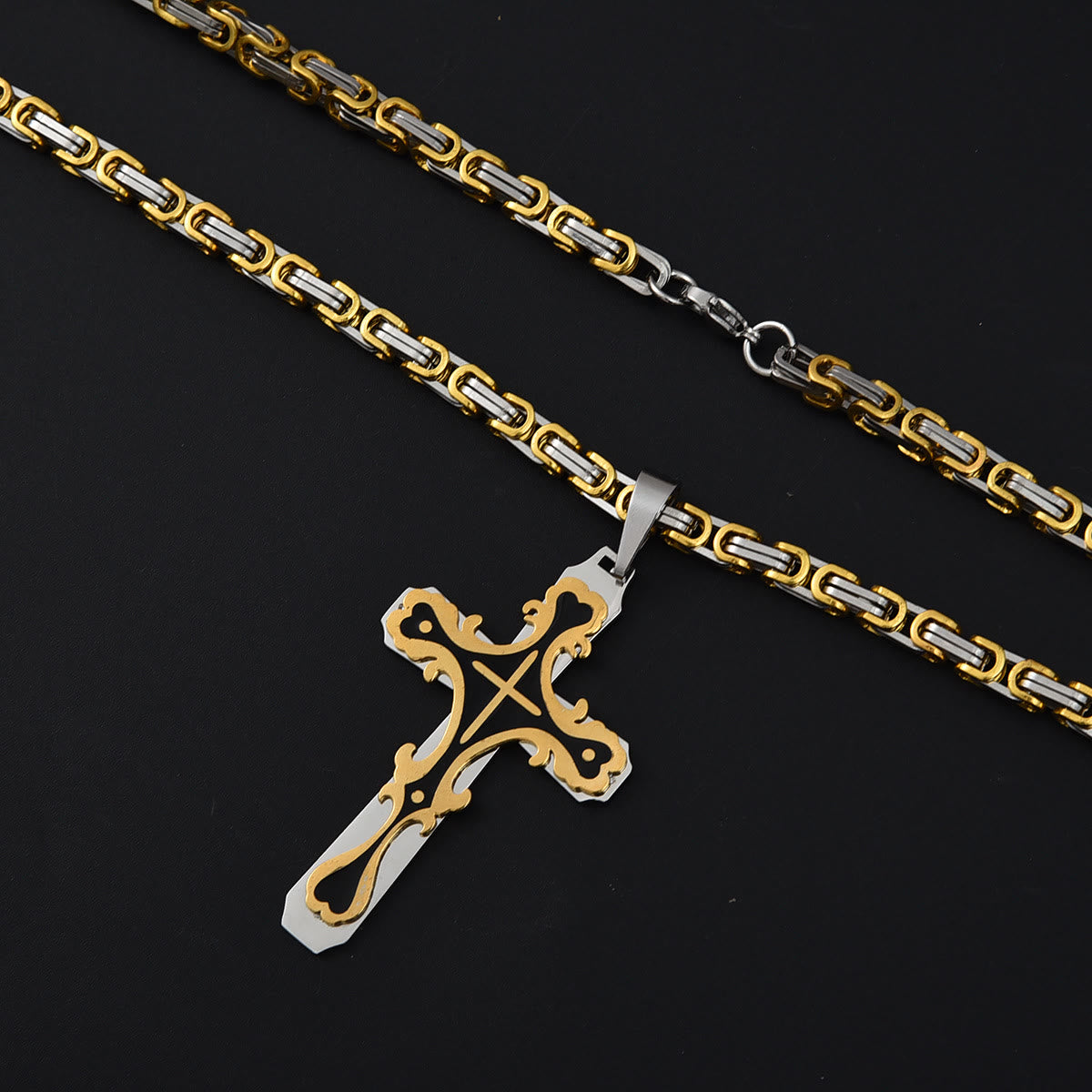 Vintage Filigree Tri - Color Cross Necklace: Timeless Faith Jewelry