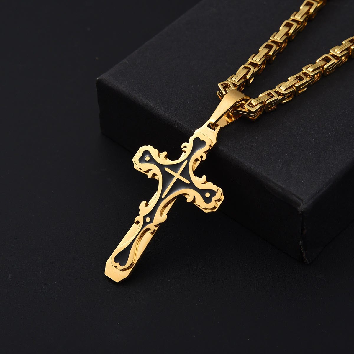 Vintage Filigree Tri - Color Cross Necklace: Timeless Faith Jewelry