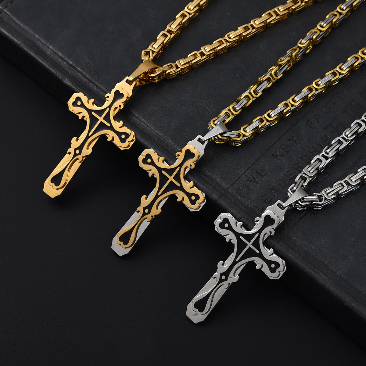 Vintage Filigree Tri - Color Cross Necklace: Timeless Faith Jewelry
