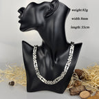 Tri - Color Cross - Embedded Chain Necklace & Bracelet: Bold Faith Statement