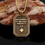 Classic Style St. Michael the Archangel Protection Stainless Steel Pendant Necklace