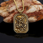 Classic Style St. Michael the Archangel Protection Stainless Steel Pendant Necklace
