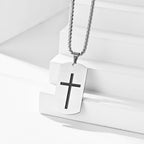 Stainless Steel Cross & Joshua 1:9 Dual-Sided Necklace for Courage
