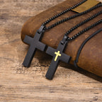 Two - Tone Stainless Steel Cross Necklace: Faith Meets Stylish Contrast