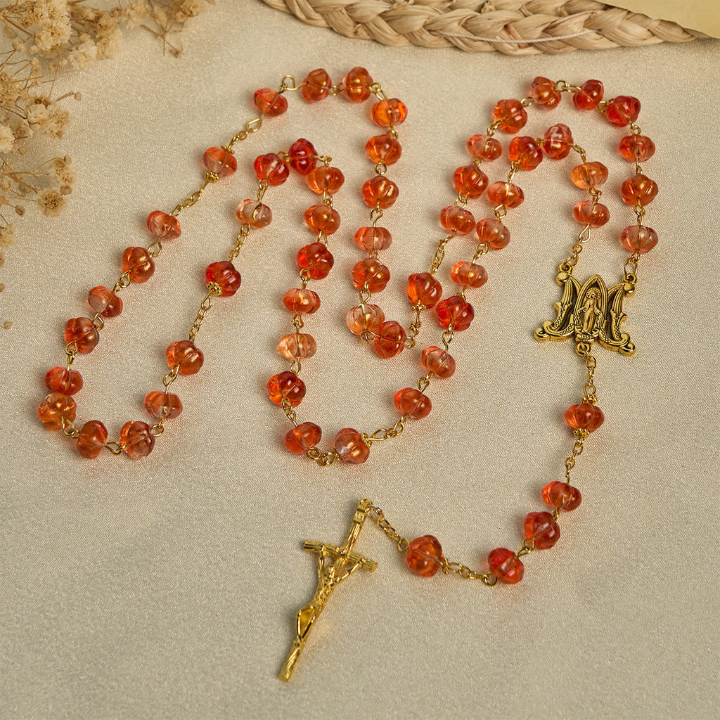 Pumpkin - Shaped Beads Rosary, Bracelet