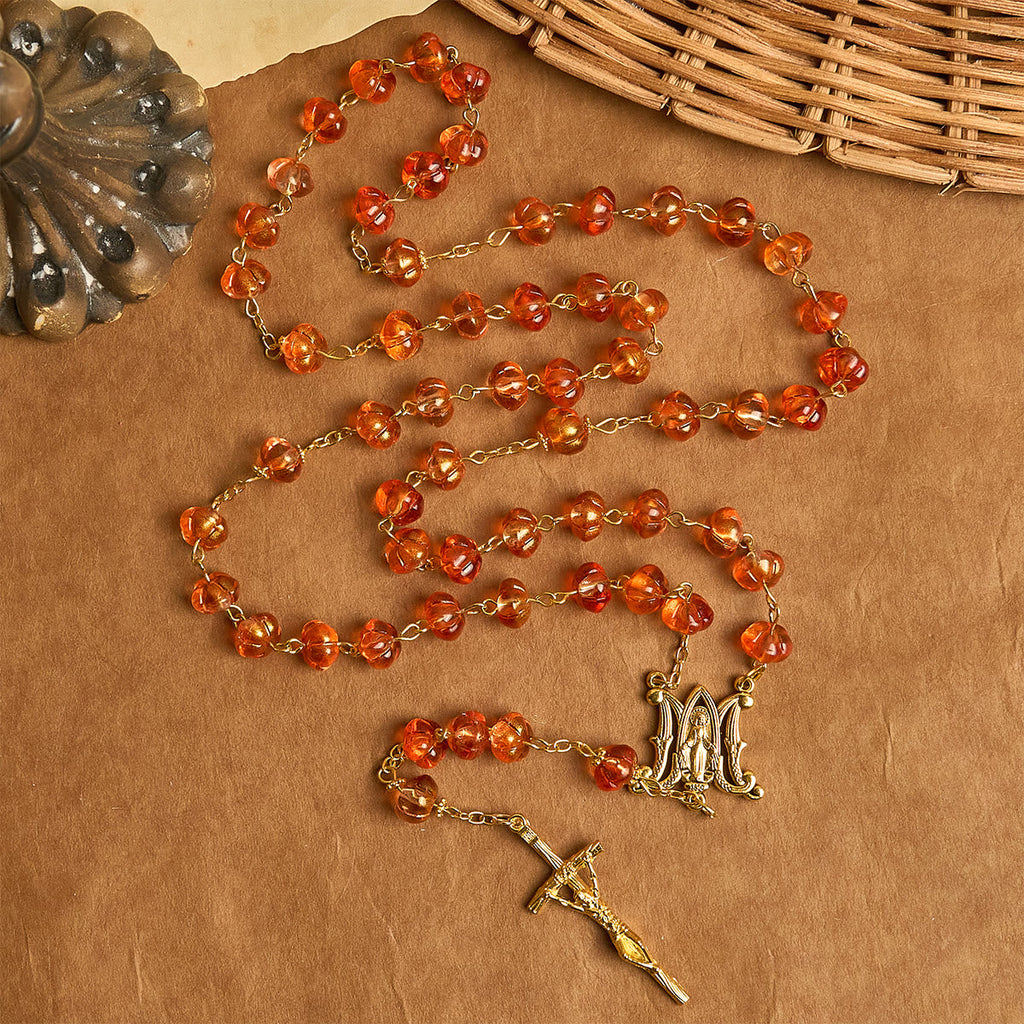 Thanksgiving Gift: Sacred Pumpkin Beads Rosary | Honoring God’s Grace in the Form of a Pumpkin