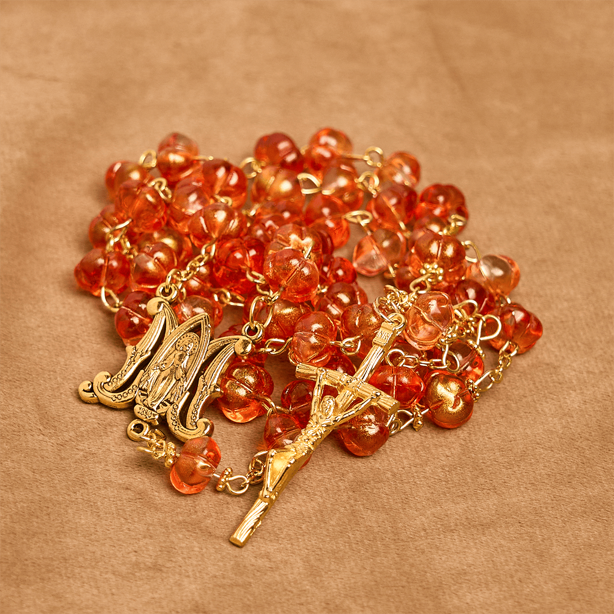 Pumpkin - Shaped Beads Rosary, Bracelet