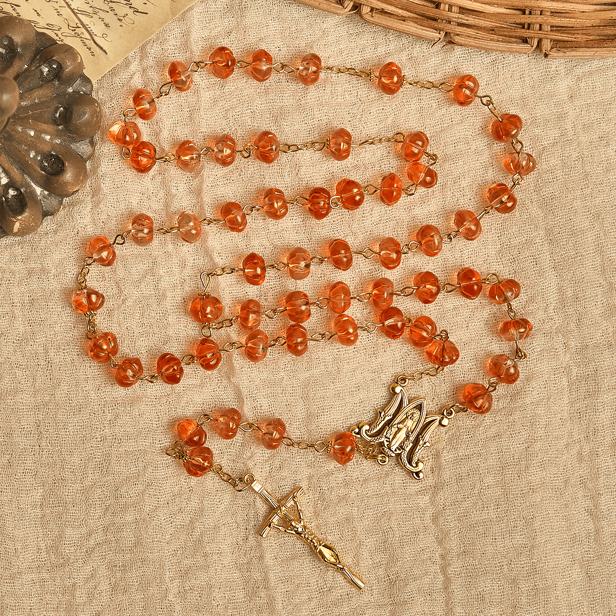 Thanksgiving Gift: Sacred Pumpkin Beads Rosary | Honoring God’s Grace in the Form of a Pumpkin