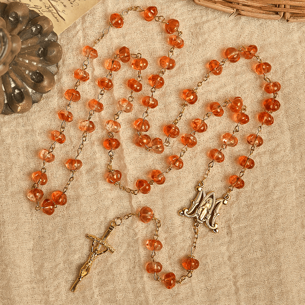 Thanksgiving Gift: Sacred Pumpkin Beads Rosary | Honoring God’s Grace in the Form of a Pumpkin