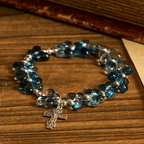 Wings of Devotion Shimmering Blue Butterfly Prayer Bracelet, Animal Rosary