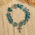 Wings of Devotion Shimmering Blue Butterfly Prayer Bracelet, Animal Rosary