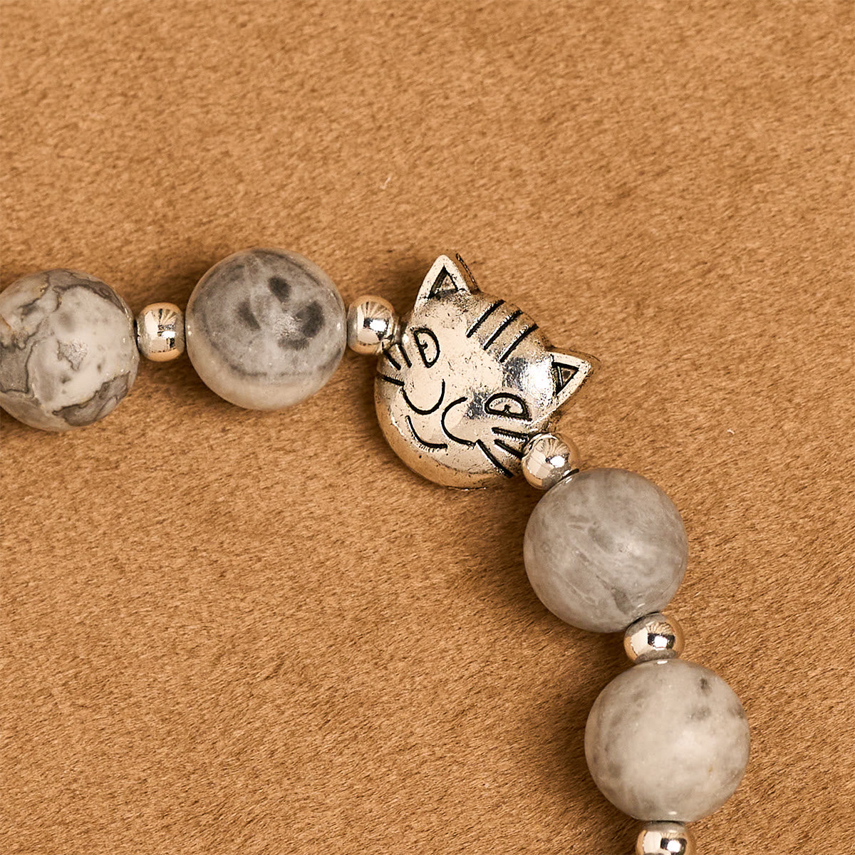 Light Grey Tabby Cat Prayer Rosary: Prayerful Care for Stray Cats Bracelet, Animal Rosary