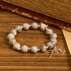 Gentle Guardian Light Grey Tabby Cat Prayer Animal Bracelet