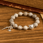 Gentle Guardian Light Grey Tabby Cat Prayer Animal Bracelet