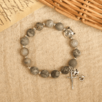 Gentle Guardian Light Grey Tabby Cat Prayer Animal Bracelet