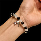 Our Lady's Blessing with Black & White Cow Cat Beads Bracelet, Animal Rosary