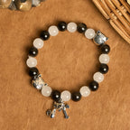 Our Lady's Blessing with Black & White Cow Cat Beads Animal Bracelet