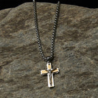 Dual - Tone Metal Crucifix Necklace with Jesus Figure: Faith & Art Fusion