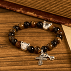 Faithful Tabby Cat with Brown Black Beads for Loving Prayer Animal Bracelet