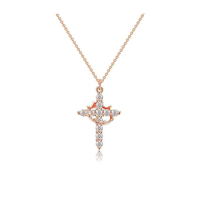 Covenant of Crown and Cross: Modern Crowned in Faith Cross Necklace with Gift Card