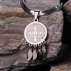 Saint Icon Pendant Necklace: Artistic Jewelry with Zircon Accents