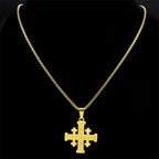 Modern Style Two-color Lord's Prayer Jerusalem Cross Necklace: Faith For Every Moment