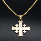 Modern Style Two-color Lord's Prayer Jerusalem Cross Necklace: Faith For Every Moment
