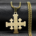 Modern Style Two-color Lord's Prayer Jerusalem Cross Necklace: Faith For Every Moment