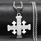 Modern Style Two-color Lord's Prayer Jerusalem Cross Necklace: Faith For Every Moment