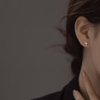 Minimal Quiet Shine S925 Faith Cross Earrings in Dual Color VIP