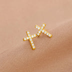 Minimal Quiet Shine S925 Faith Cross Earrings in Dual Color VIP