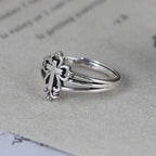 Cathedral Style Sterling Ornate Cross Ring with Floral Scrolls