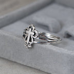 Cathedral Style Sterling Ornate Cross Ring with Floral Scrolls