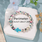 Inspirational Psalm 46:5 Cross Bracelet with Colorful Crackle Beads