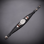 Black Braided Leather Bracelet with JESUS IS LORD Inscription