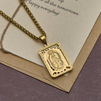 Our Lady of Guadalupe Pendant Necklace with Heart - Edged Charm