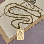 Our Lady of Guadalupe Pendant Necklace with Heart - Edged Charm