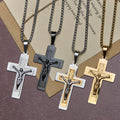 Classic Jesus Crucifix Pendant Necklace: Multi - Tone Metal Craft