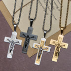 Classic Jesus Crucifix Pendant Necklace: Multi - Tone Metal Craft